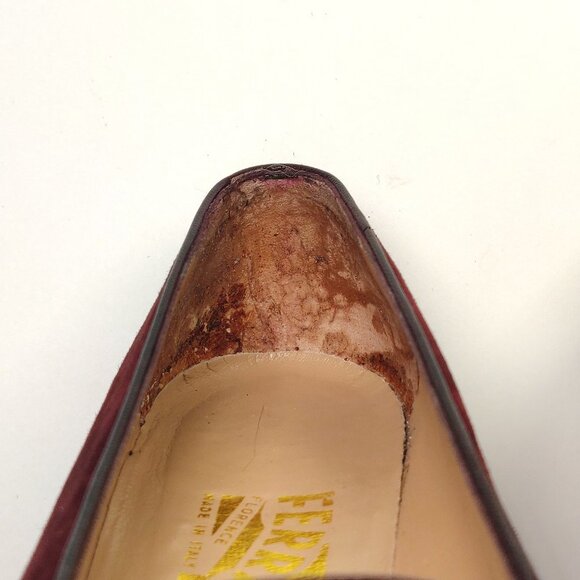 New with Defects Vintage Salvatore Ferragamo Suede Charm Loafers Made in Italy - Picture 10 of 11